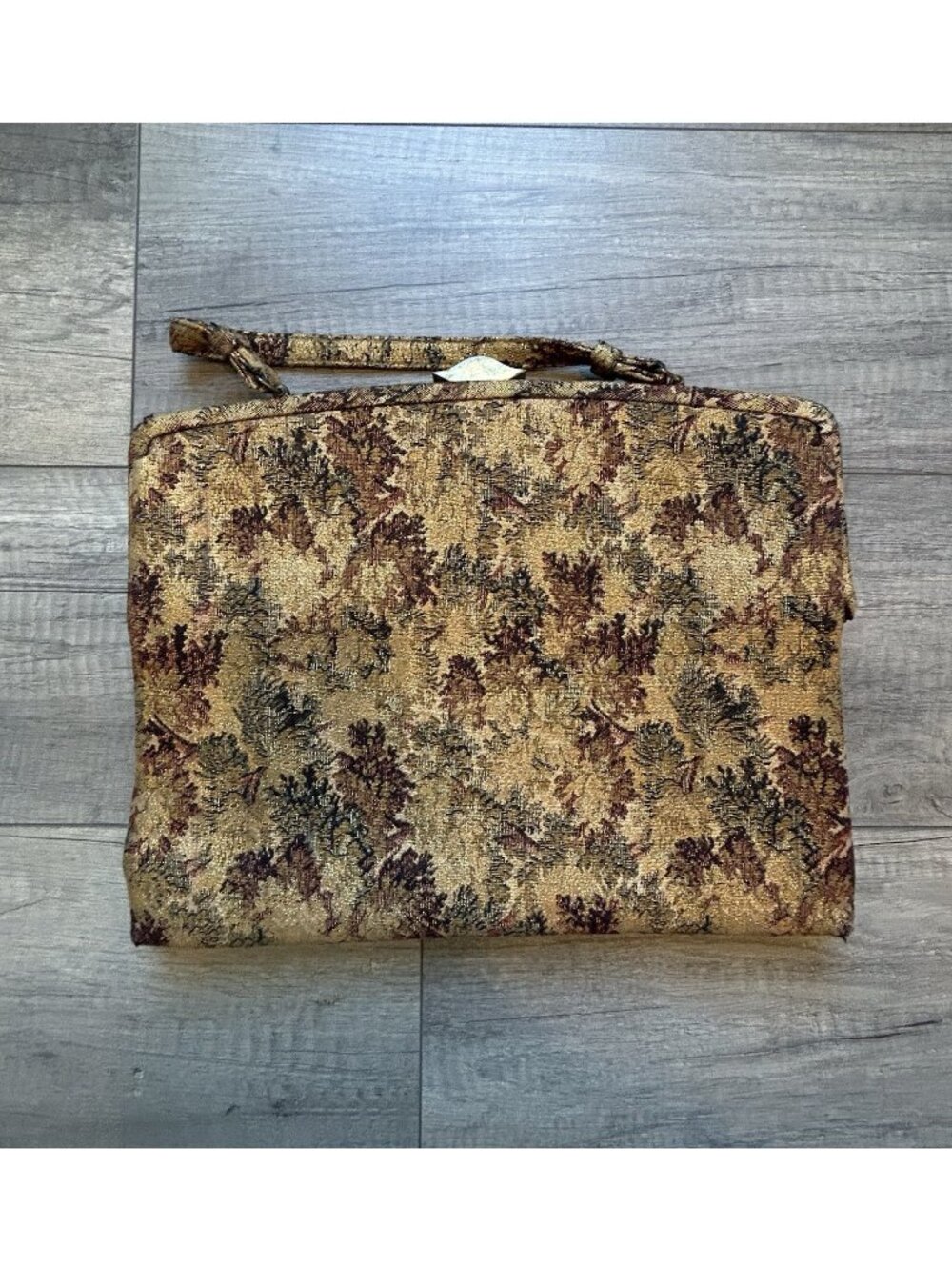 Vintage Crown Lewis Tapestry Purse Gold Floral Top Handle Bag Mid Century MCM - Picture 2 of 16